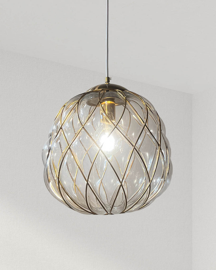 Tufted Glass with Brass detail pendant lamp