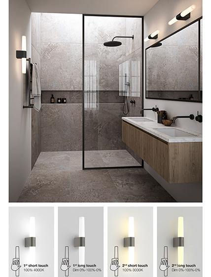 bathroom wall lamp with touch dimmer nordlux helva moodmaker